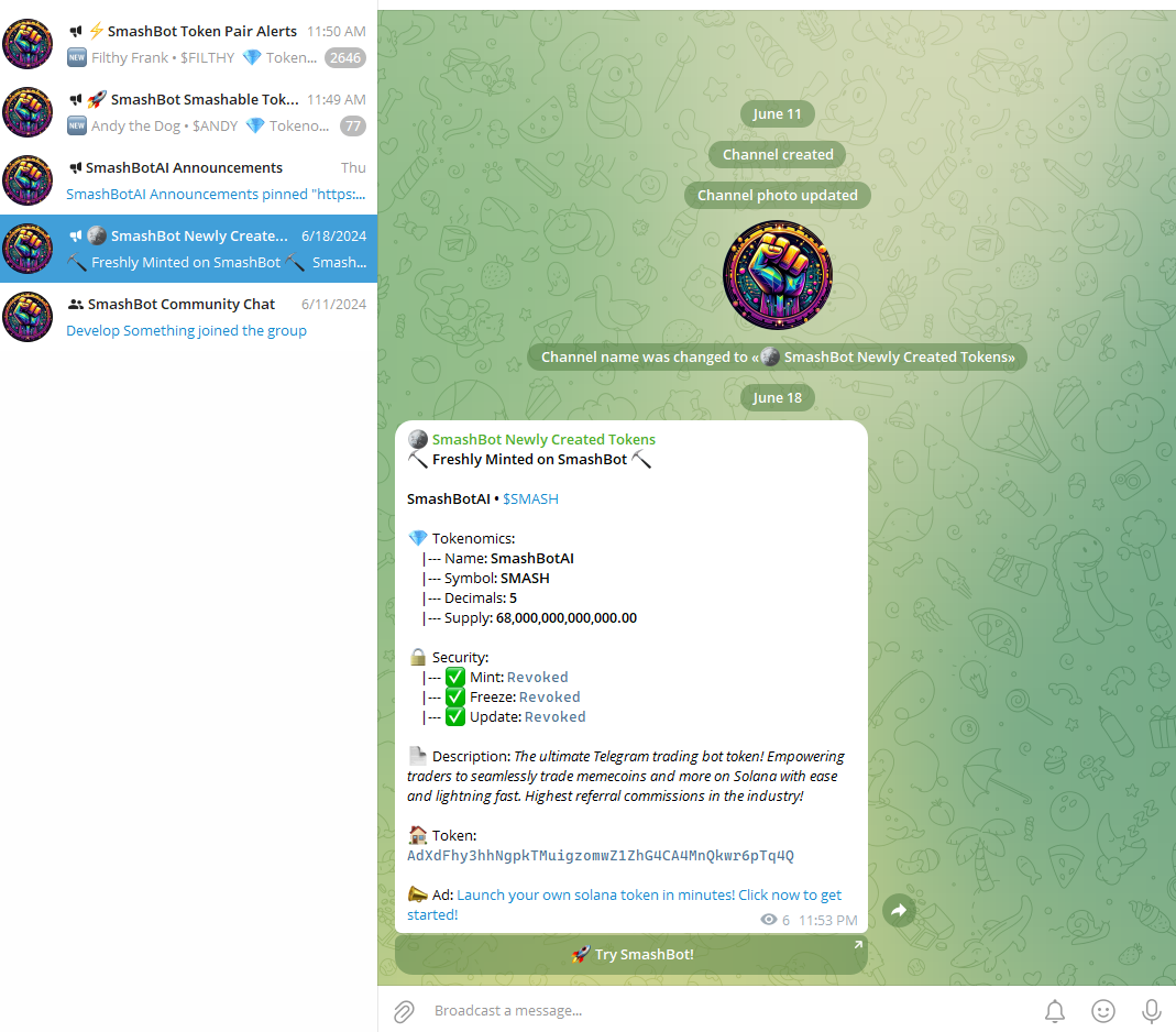 smashbotai newly created token image